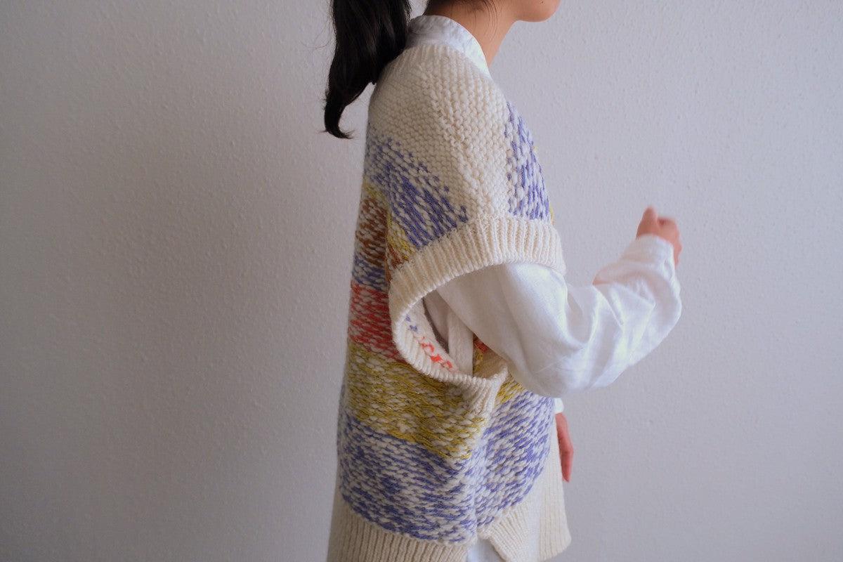 【new】enrica 厚手ニットチュニックベスト マルチボーダー