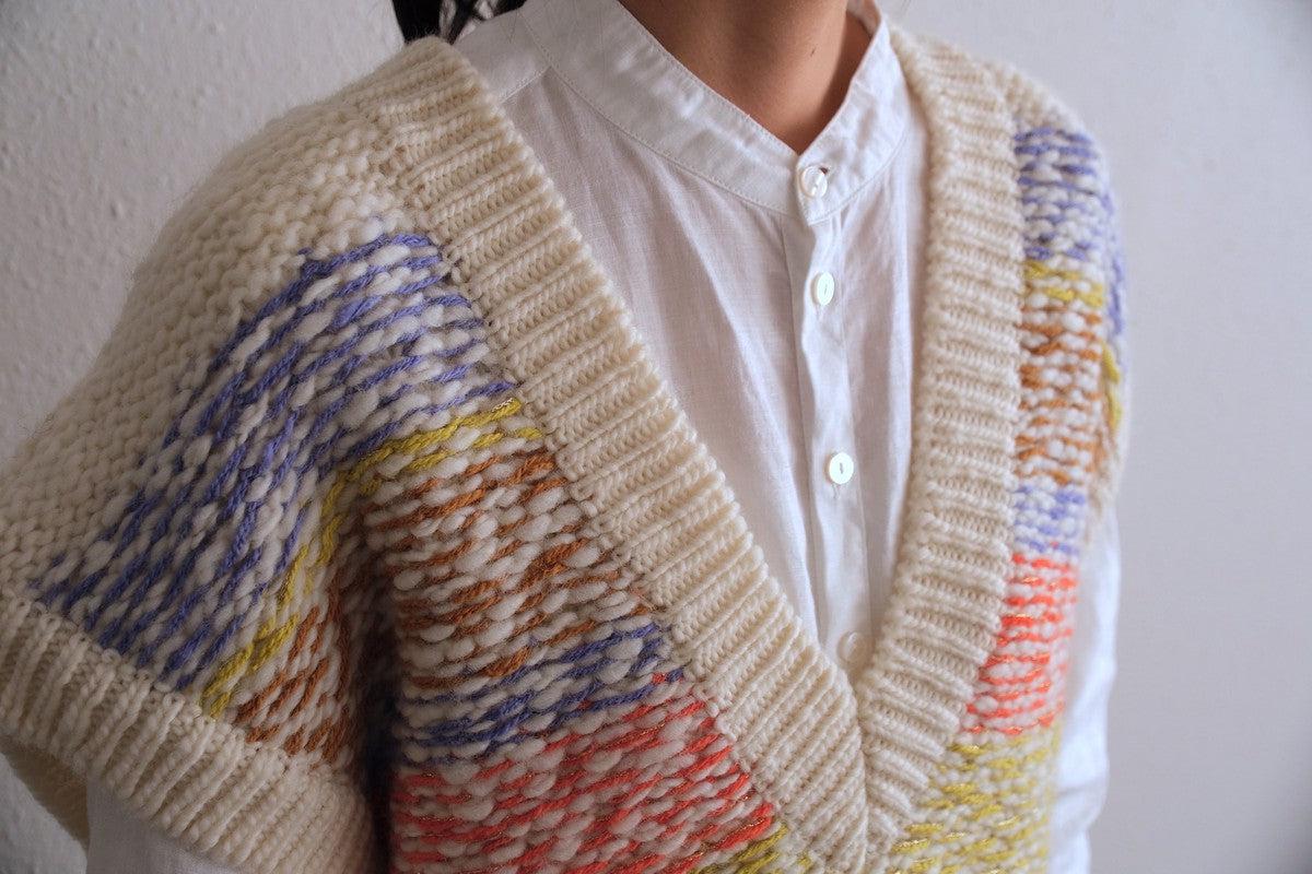 【new】enrica 厚手ニットチュニックベスト マルチボーダー