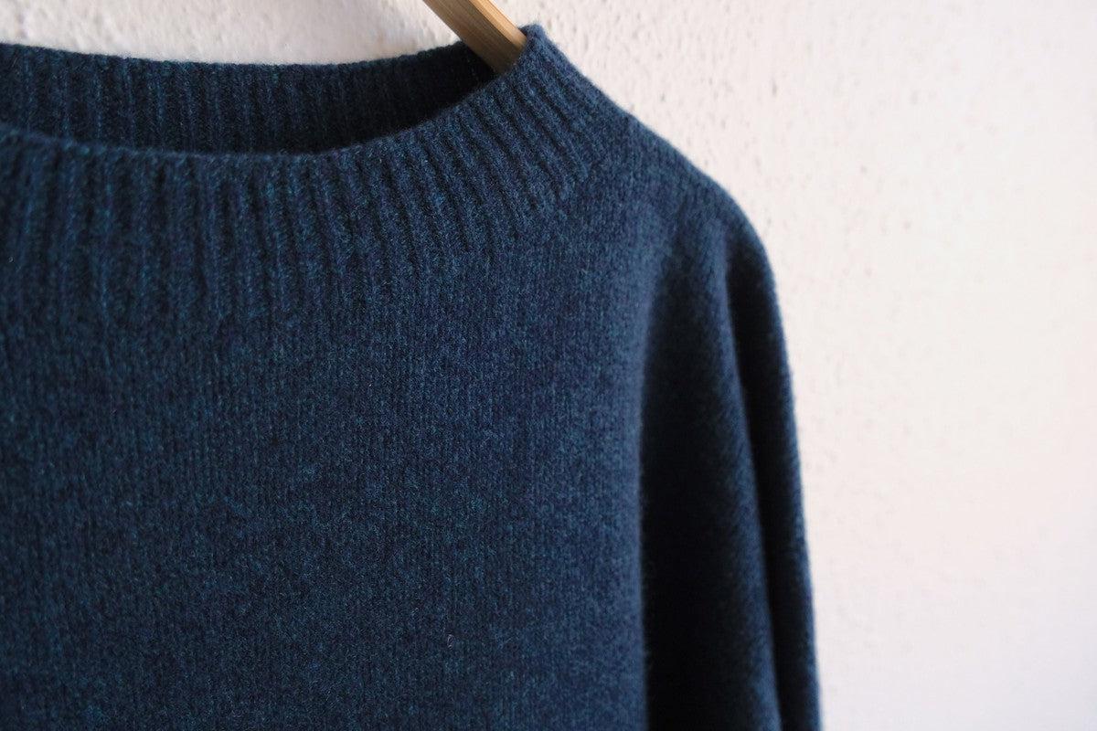 MITTAN / ウルグアイウールセーター 紺緑 KN-20 / unisex