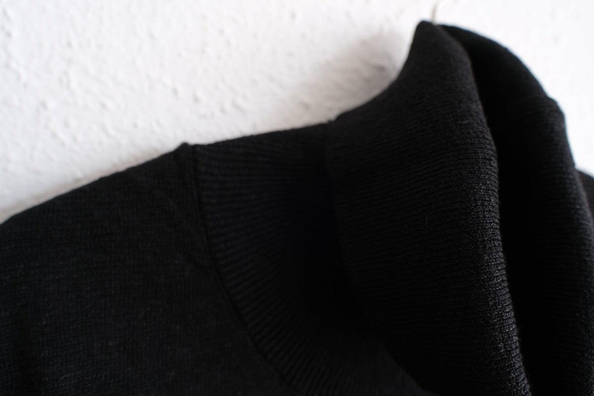 リネンニット タートルネック長袖二重プルオーバー｜レディース｜ブラック