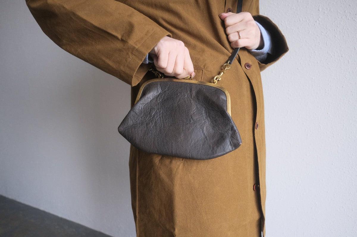 レザーショルダーポーチ ＜豚革 black＞ ｜TABACO-02