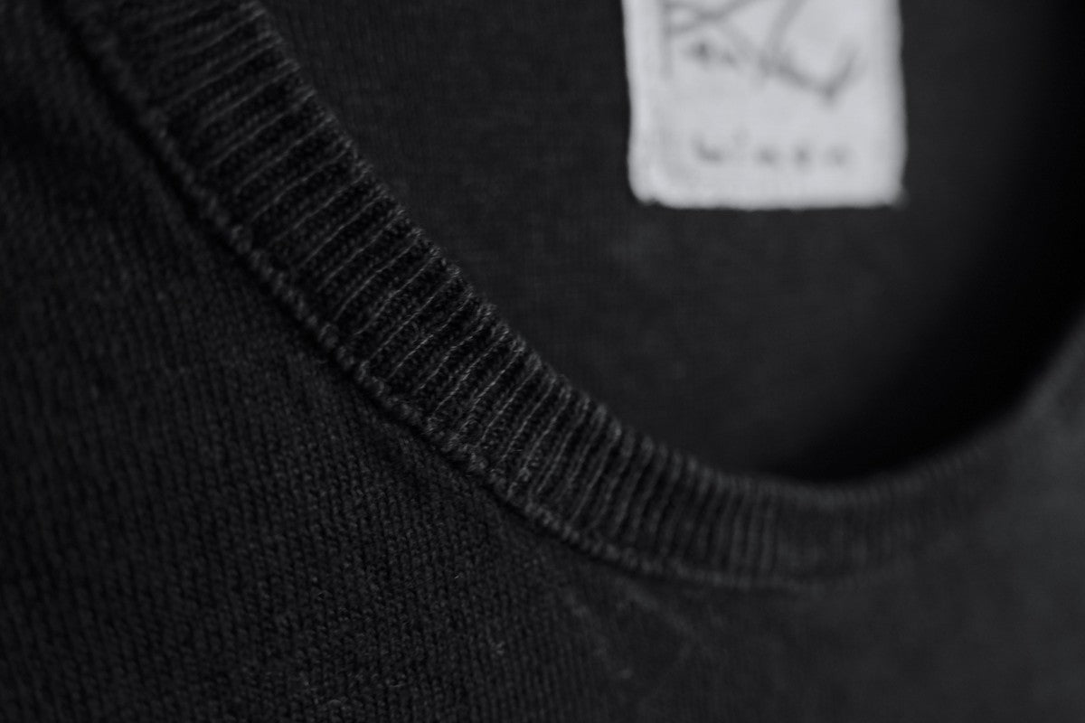 リネンニット 長袖二重プルオーバー｜レディース｜ブラック