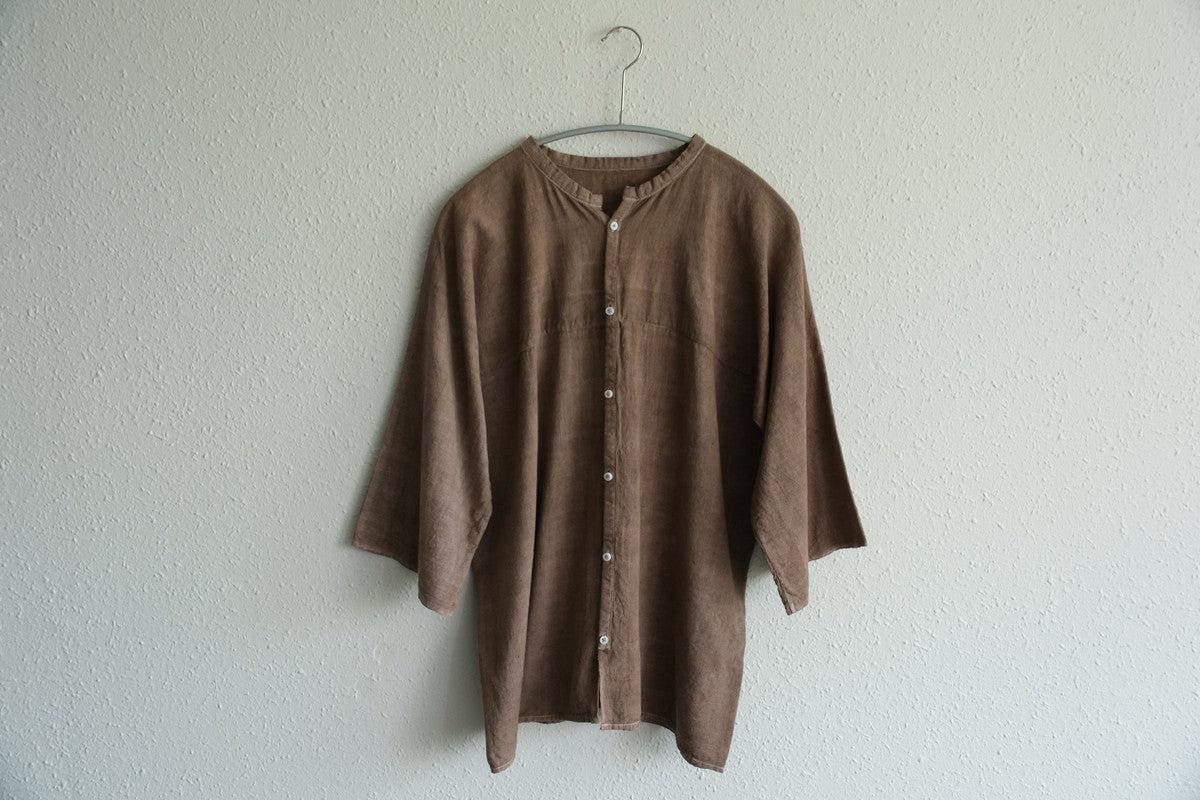 MITTAN / 半袖カディシャツ ベンガラ灰茶 SH-90B / unisex
