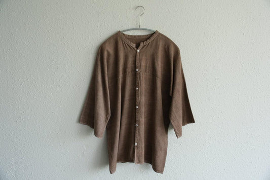 MITTAN / 半袖カディシャツ ベンガラ灰茶 SH-90B / unisex