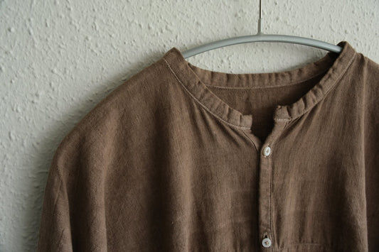 MITTAN / 半袖カディシャツ ベンガラ灰茶 SH-90B / unisex