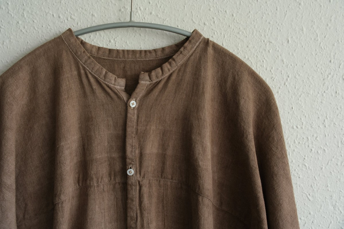 MITTAN / 半袖カディシャツ ベンガラ灰茶 SH-90B / unisex