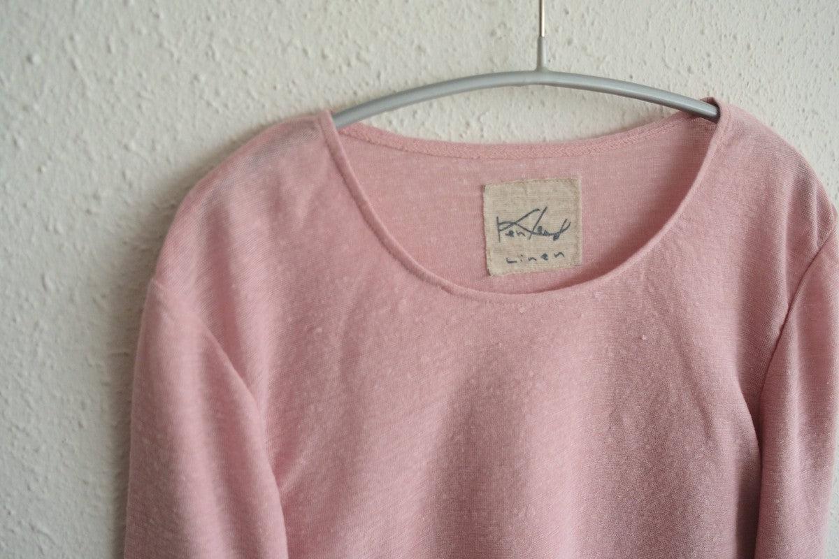 リネンコットンアンダーウェア7分袖｜レディース｜マカロンピンク