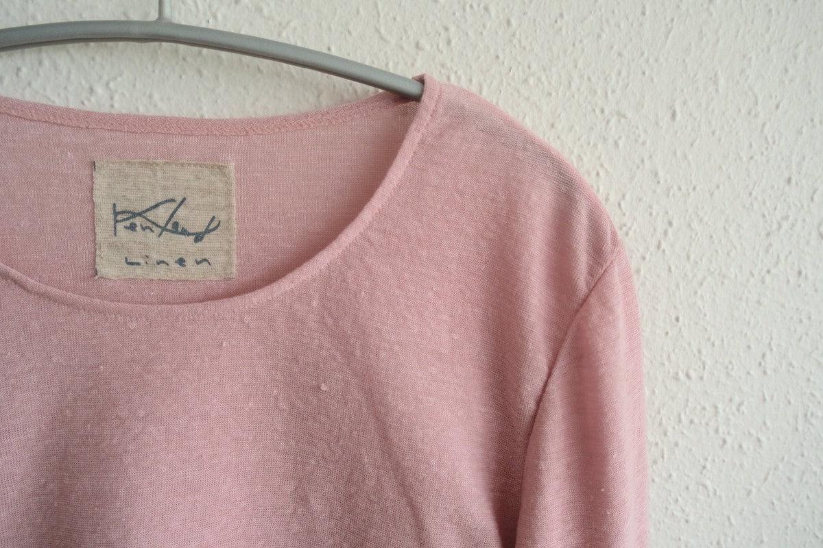 リネンコットンアンダーウェア7分袖｜レディース｜マカロンピンク