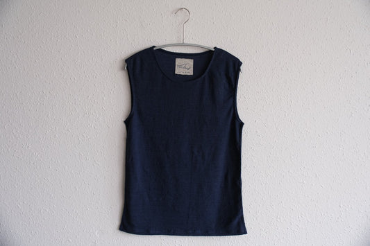 リネンコットンアンダーウェア ノースリーブ|レディース|インクネイビー