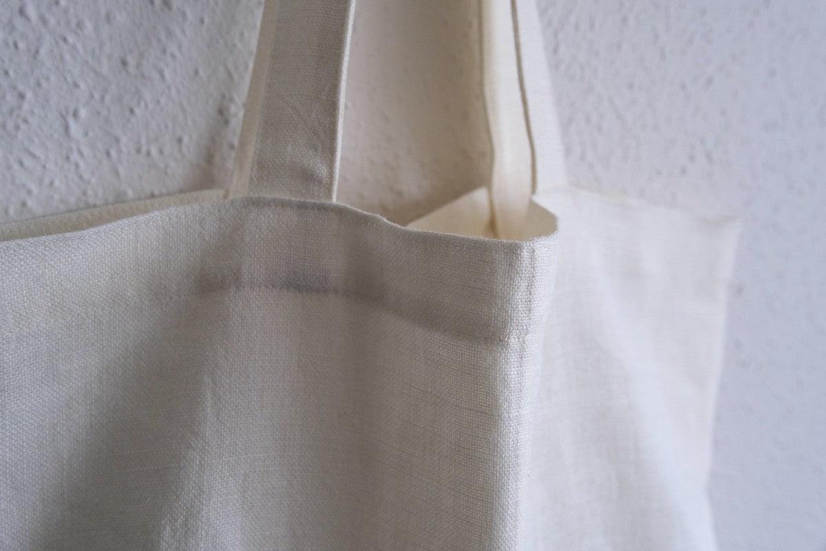 【1点限定】接ぎトートバッグ リネン中厚地 オフ白