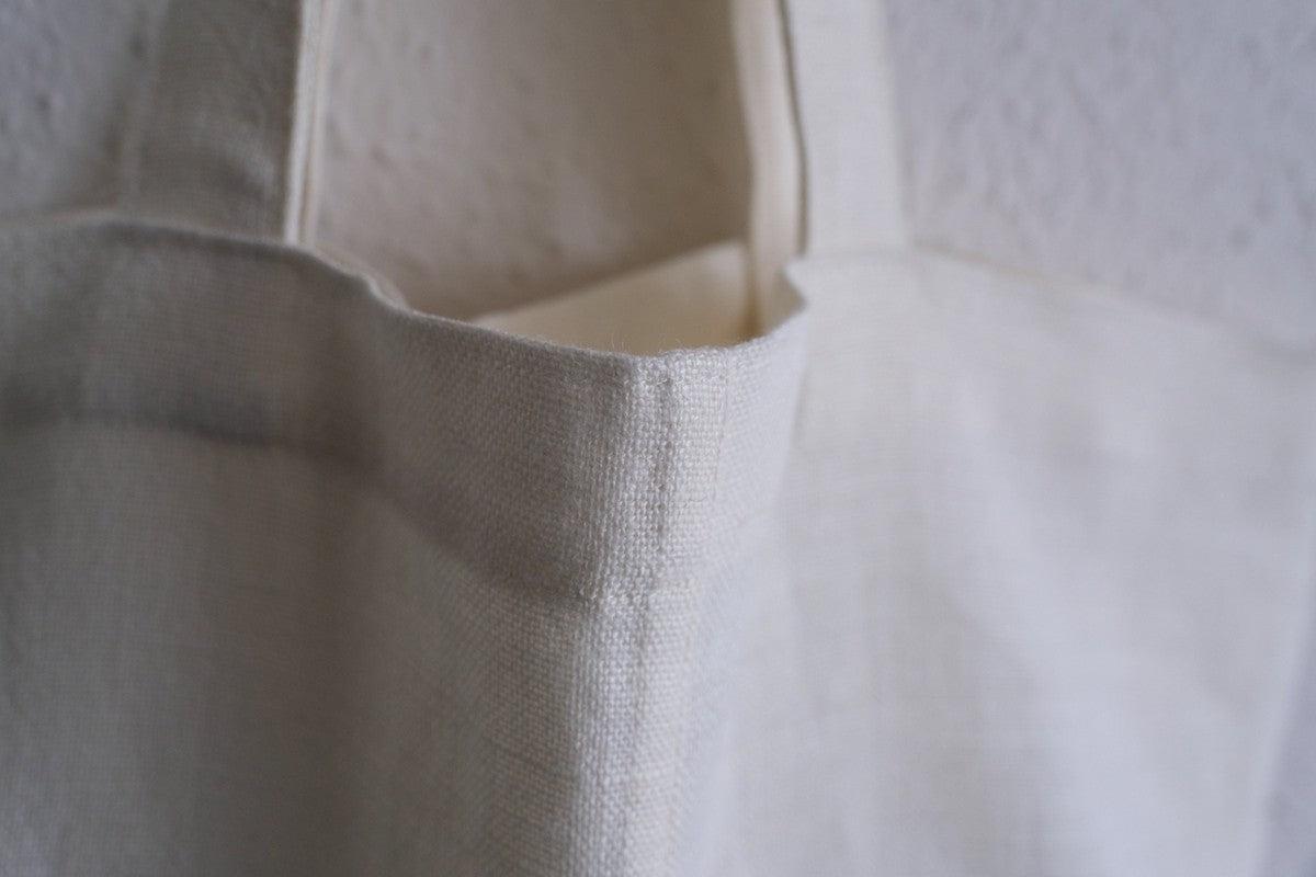 【1点限定】接ぎトートバッグ リネン中厚地 オフ白