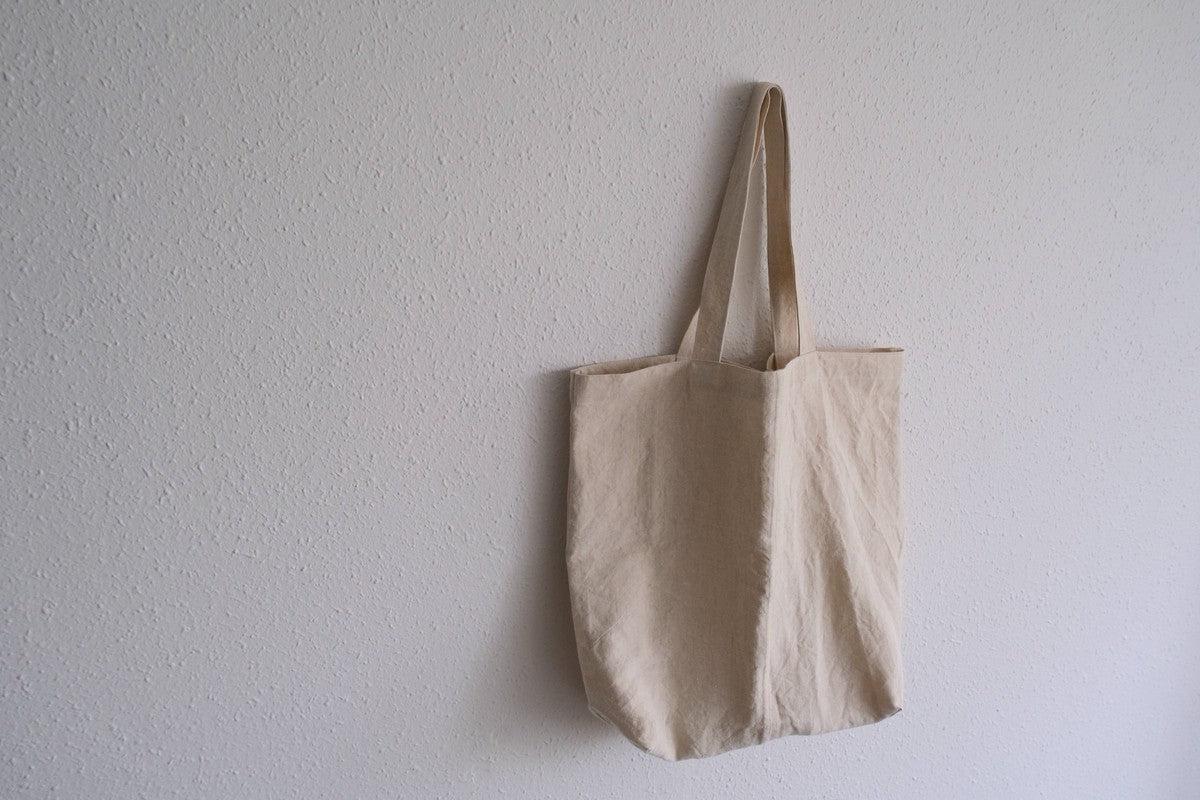 【2点限定】接ぎトートバッグ ヘンプ中厚地 生成り