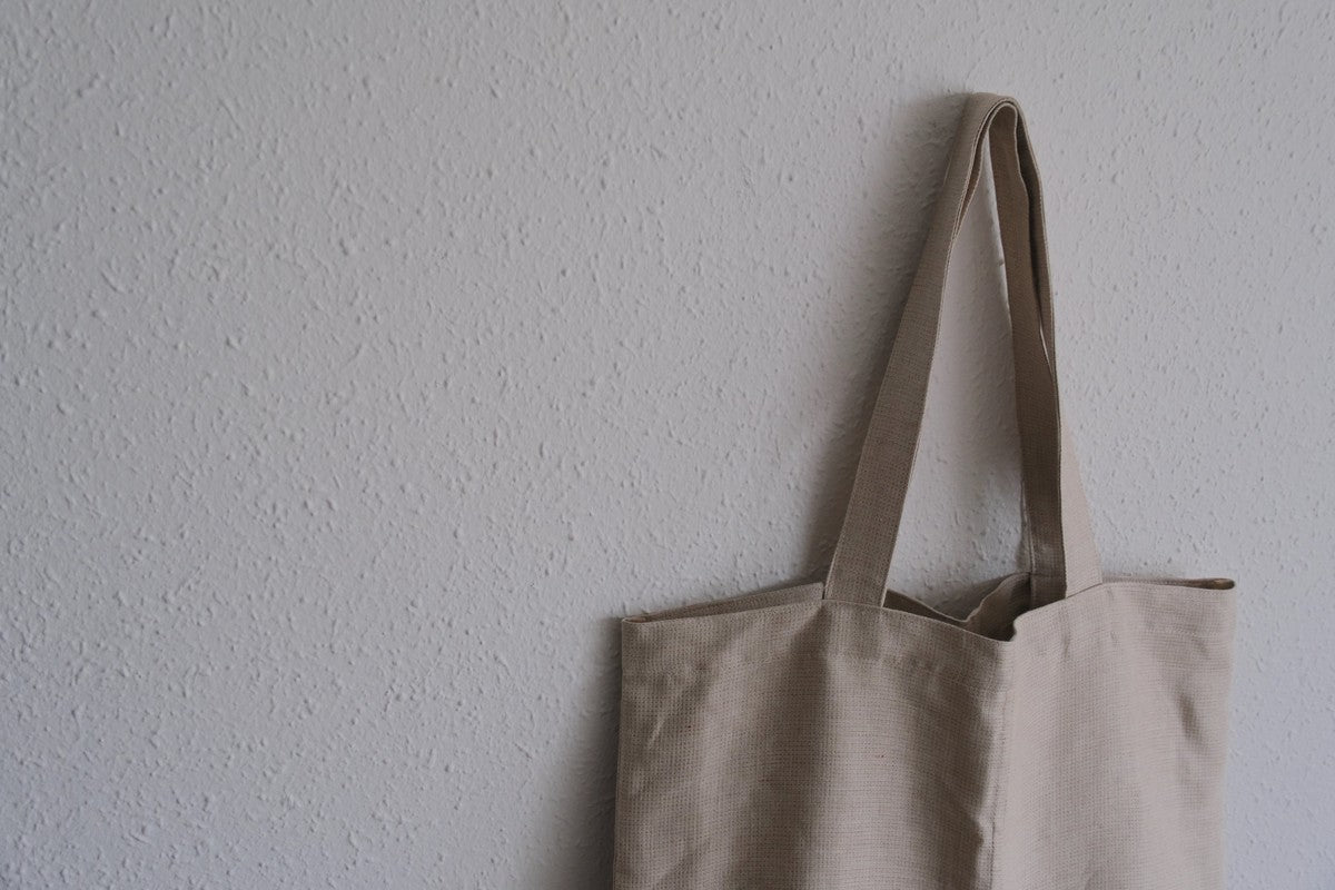 【2点限定】接ぎトートバッグ リネン中厚地 ドビー二重織 生成り・オレンジ