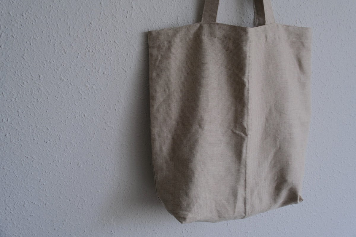 【2点限定】接ぎトートバッグ リネン中厚地 ドビー二重織 生成り・オレンジ