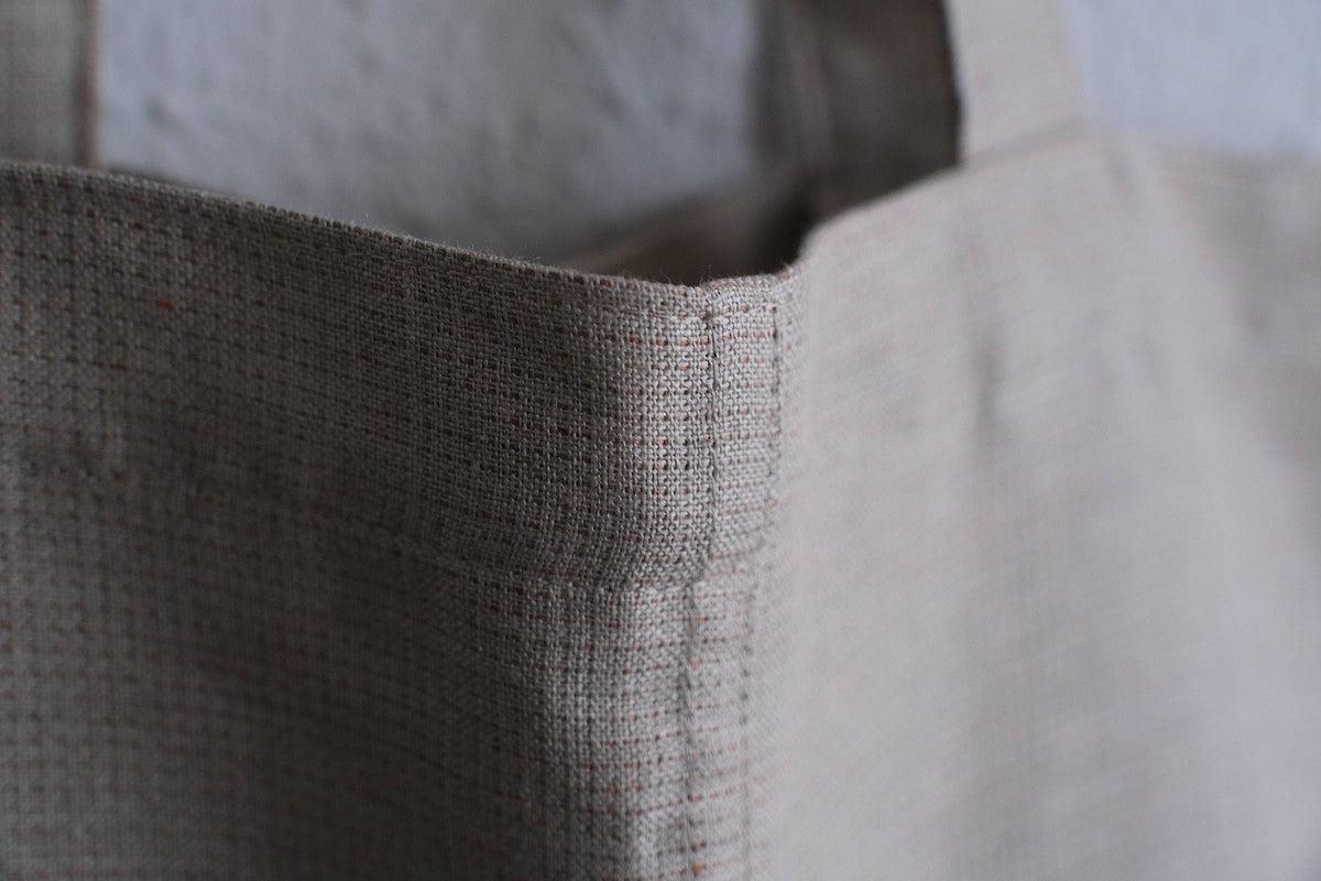 【2点限定】接ぎトートバッグ リネン中厚地 ドビー二重織 生成り・オレンジ