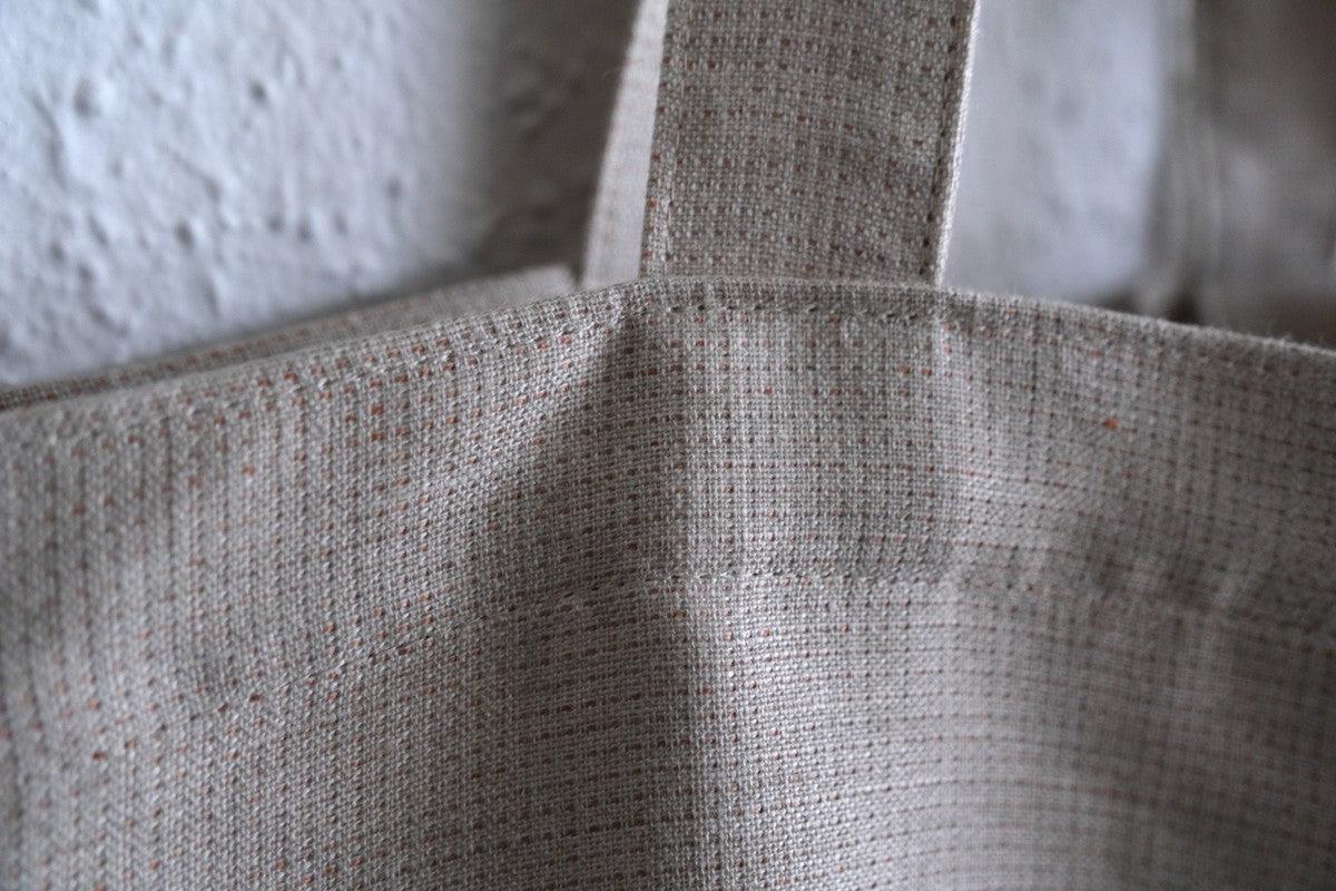 【2点限定】接ぎトートバッグ リネン中厚地 ドビー二重織 生成り・オレンジ