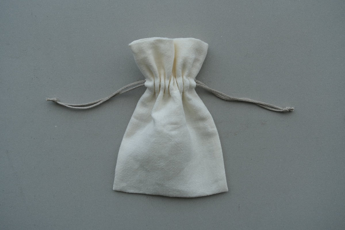 【2点限定】巾着袋M リネン中厚地 オフ白