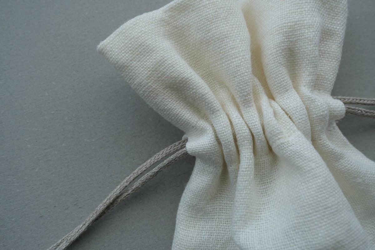 【2点限定】巾着袋M リネン中厚地 オフ白