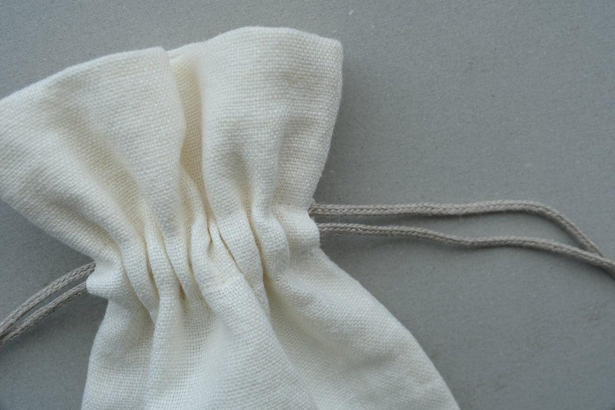 【2点限定】巾着袋M リネン中厚地 オフ白