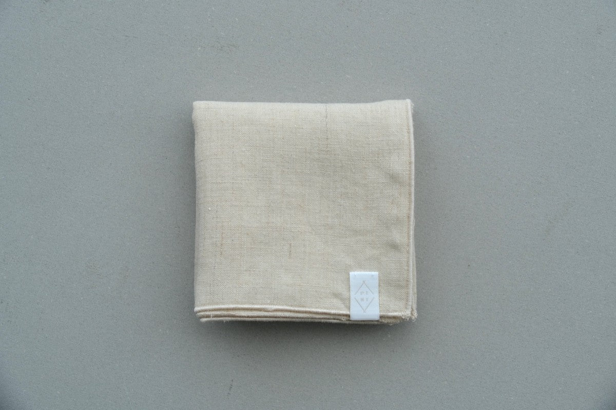 ヘンプハンカチ 生成り×ベージュ