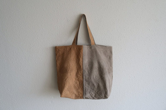 シャトルリネン柿渋染めトートバッグ 2色合わせ