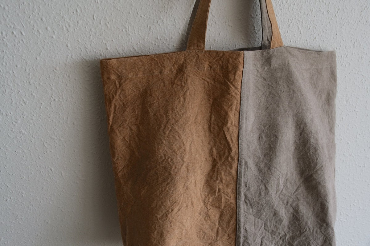 シャトルリネン柿渋染めトートバッグ 2色合わせ
