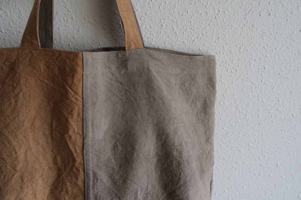 シャトルリネン柿渋染めトートバッグ 2色合わせ