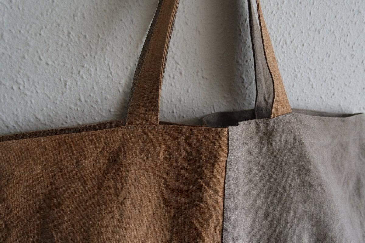 シャトルリネン柿渋染めトートバッグ 2色合わせ