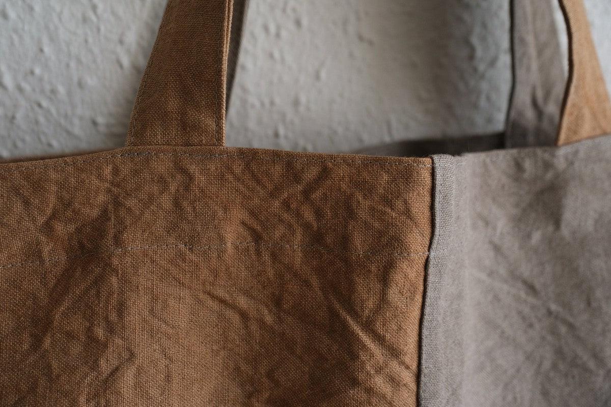 シャトルリネン柿渋染めトートバッグ 2色合わせ