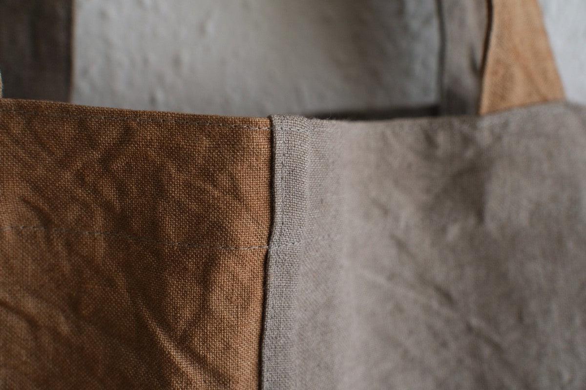 シャトルリネン柿渋染めトートバッグ 2色合わせ