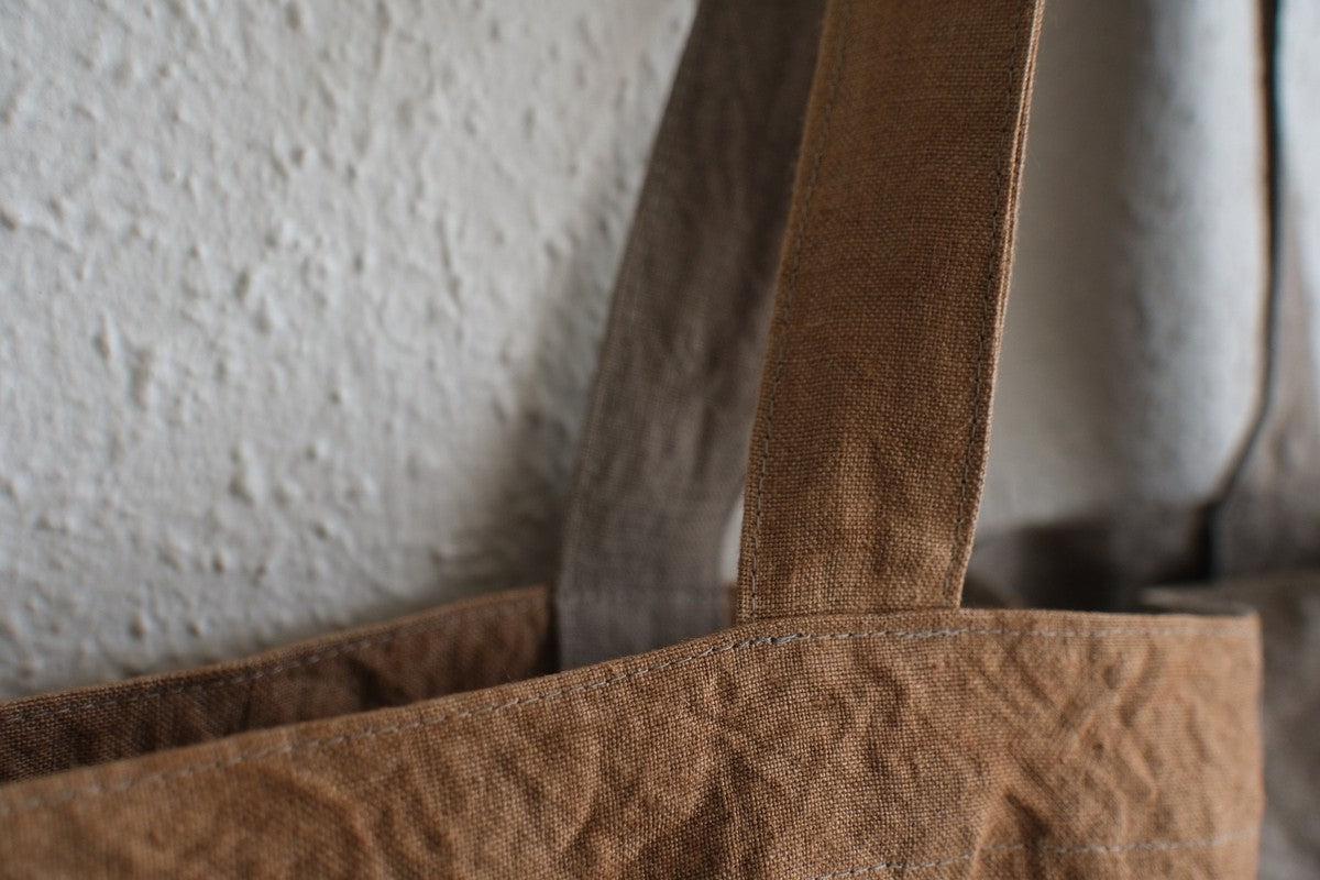 シャトルリネン柿渋染めトートバッグ 2色合わせ