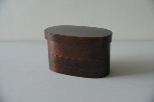 曲げわっぱ 楕円弁当箱(ミニ2段)拭き漆