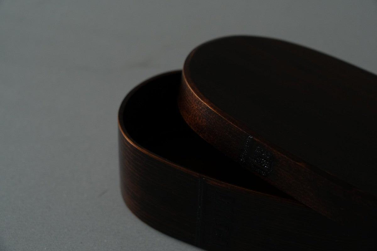 曲げわっぱ 楕円弁当箱（ミニ2段）拭き漆