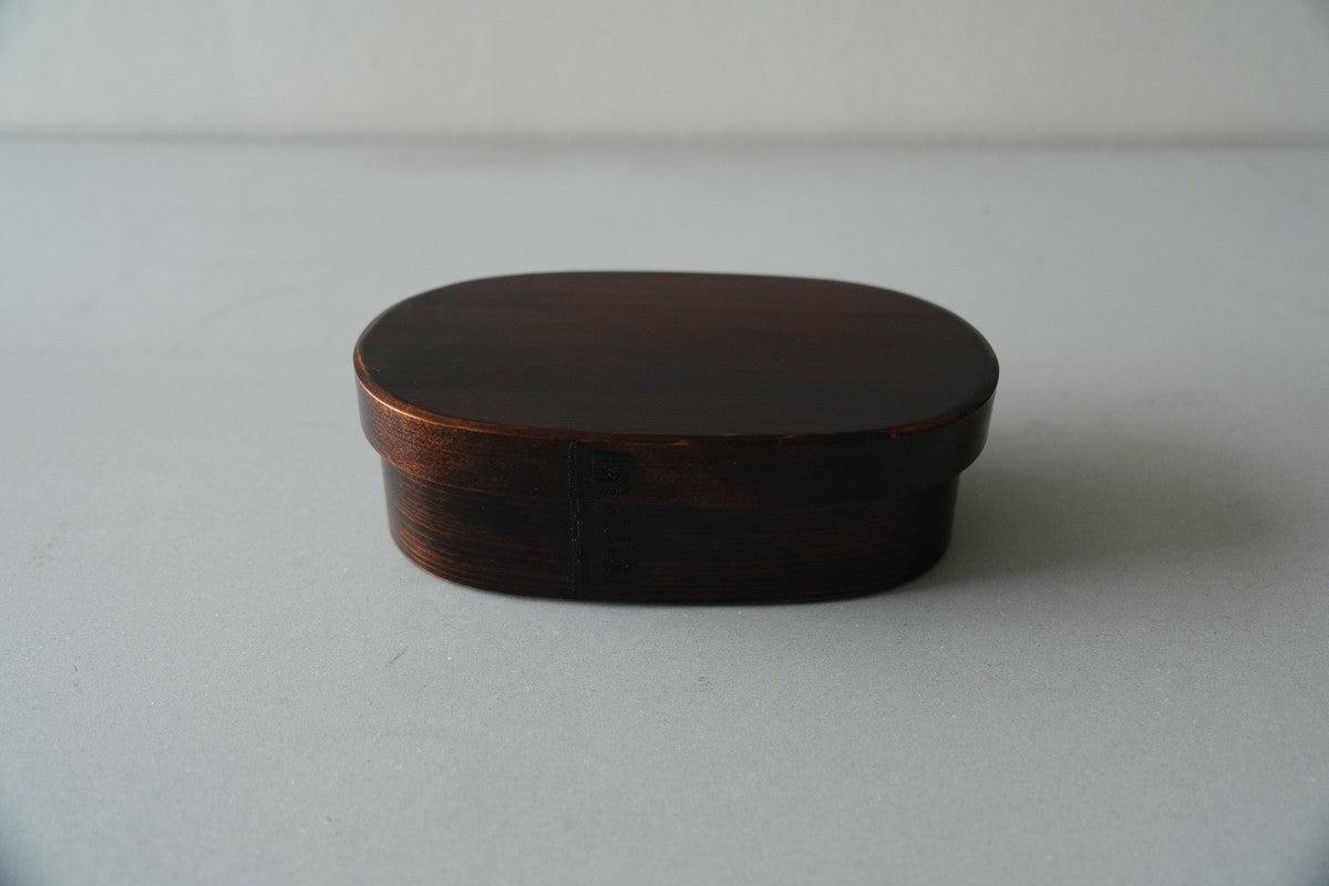 曲げわっぱ 楕円弁当箱（ミニ2段）拭き漆