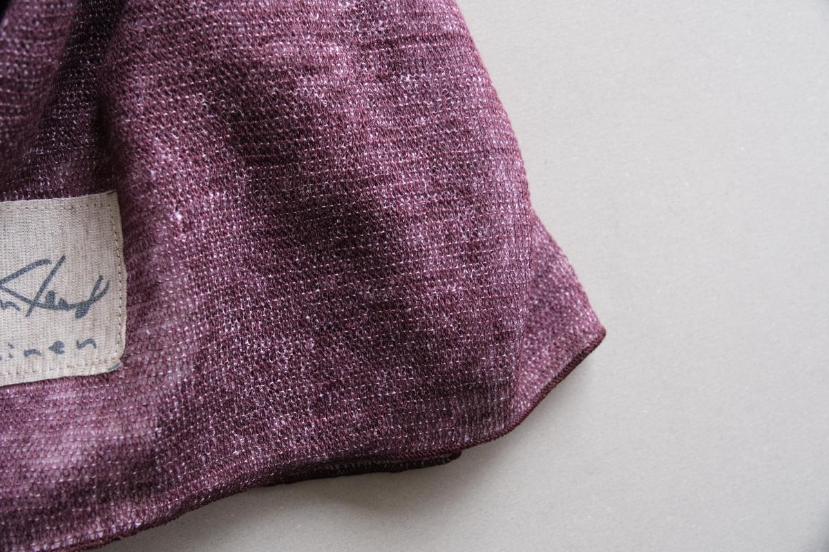 リネンニットストール｜ローズレッド×ベニフジ