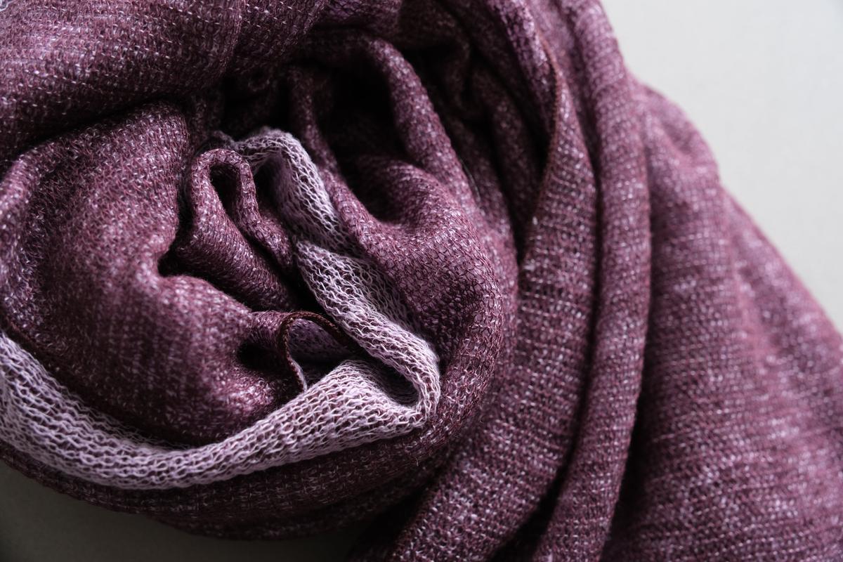 リネンニットストール｜ローズレッド×ベニフジ