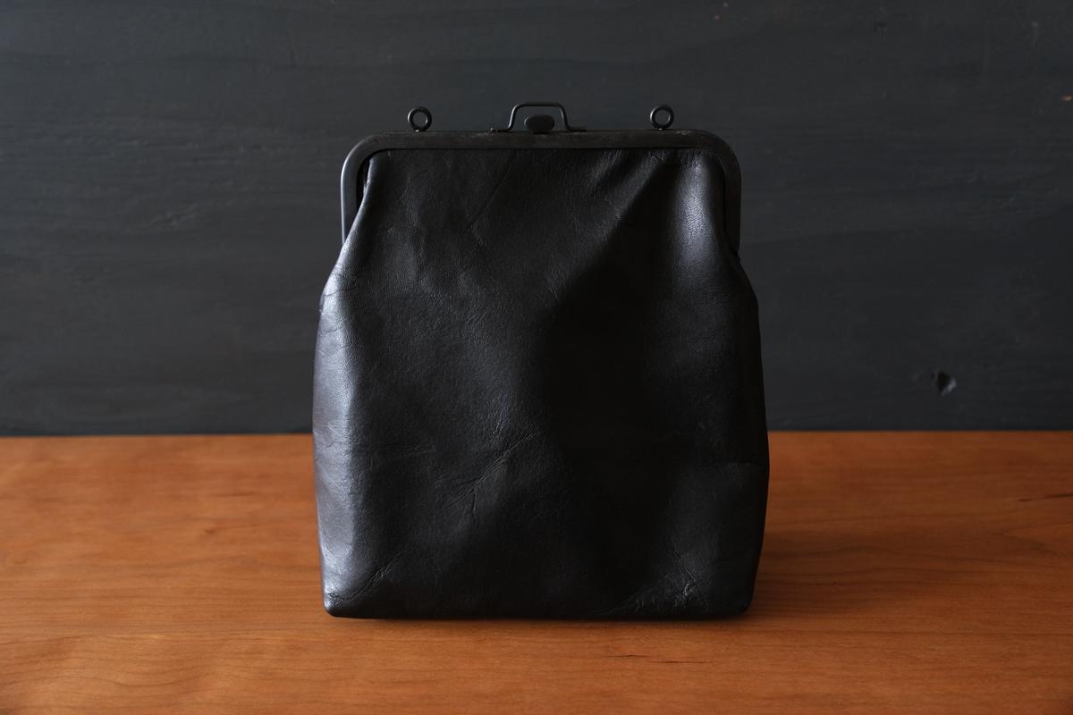 frame porch SHO-61 ＜鹿革 黒 / 滋賀-10＞ マスタードストライプ裏地