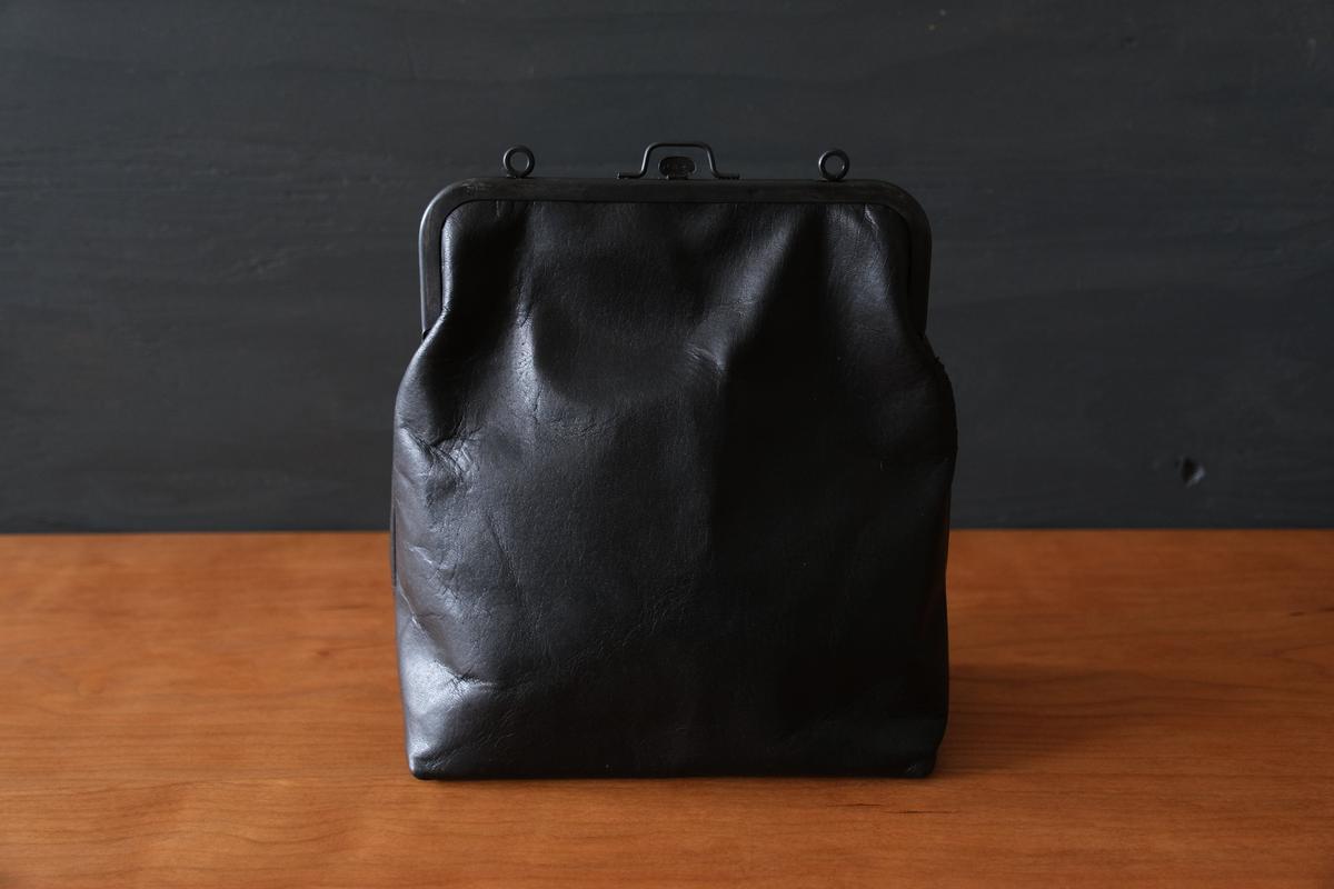 frame porch SHO-61 ＜鹿革 黒 / 滋賀-10＞ マスタードストライプ裏地