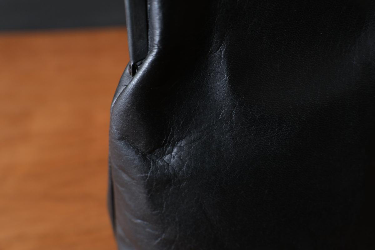 frame porch SHO-61 ＜鹿革 黒 / 滋賀-10＞ マスタードストライプ裏地