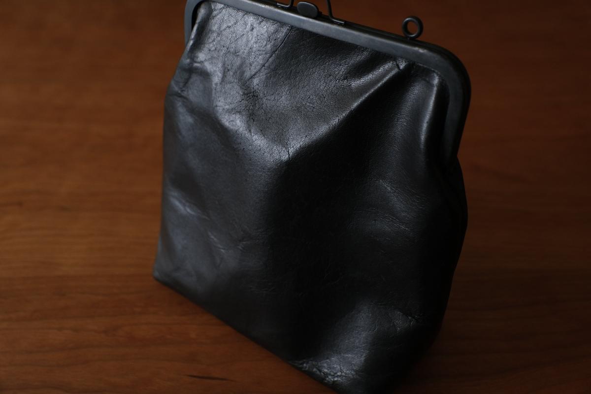 frame porch SHO-61 ＜鹿革 黒 / 滋賀-10＞ マスタードストライプ裏地