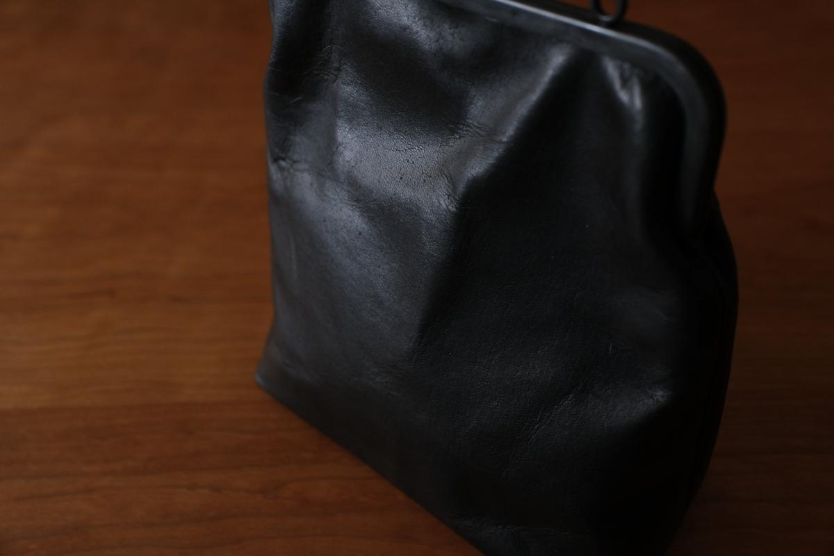 frame porch SHO-61 ＜鹿革 黒 / 滋賀-10＞ マスタードストライプ裏地