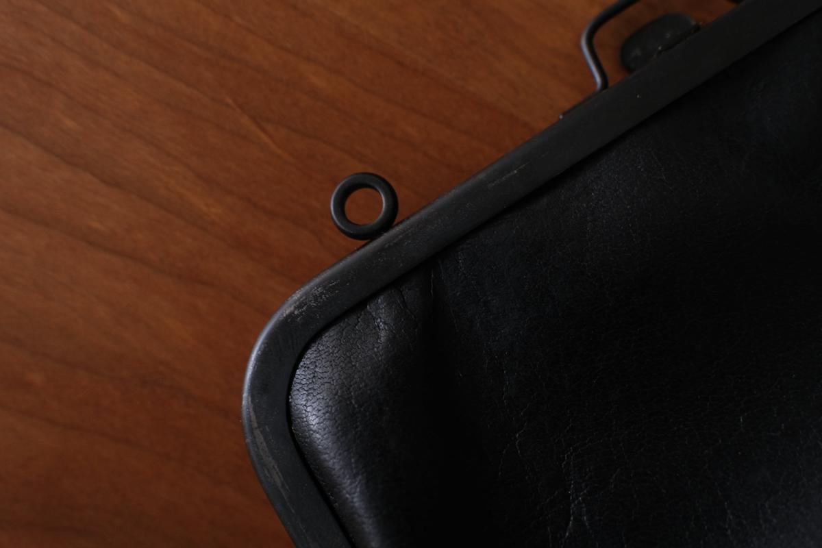 frame porch SHO-61 ＜鹿革 黒 / 滋賀-10＞ マスタードストライプ裏地