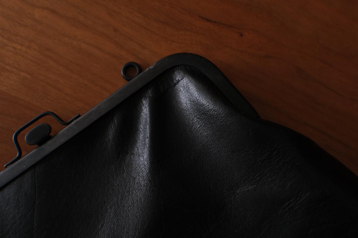 frame porch SHO-61 ＜鹿革 黒 / 滋賀-10＞ マスタードストライプ裏地