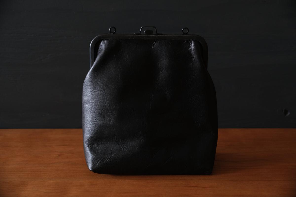 frame porch SHO-61 ＜鹿革 黒 / 滋賀-10＞ ブラックストライプ裏地