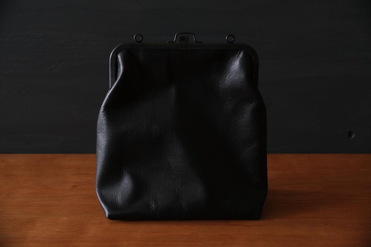 frame porch SHO-61 ＜鹿革 黒 / 滋賀-10＞ ブラックストライプ裏地