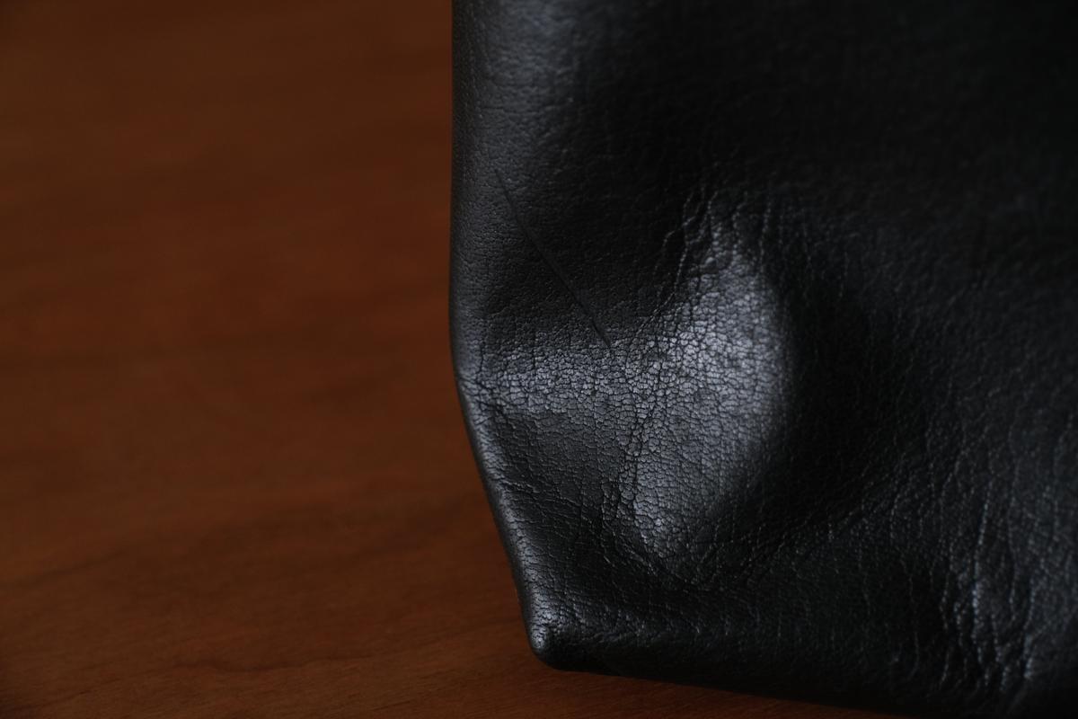 frame porch SHO-61 ＜鹿革 黒 / 滋賀-10＞ ブラックストライプ裏地