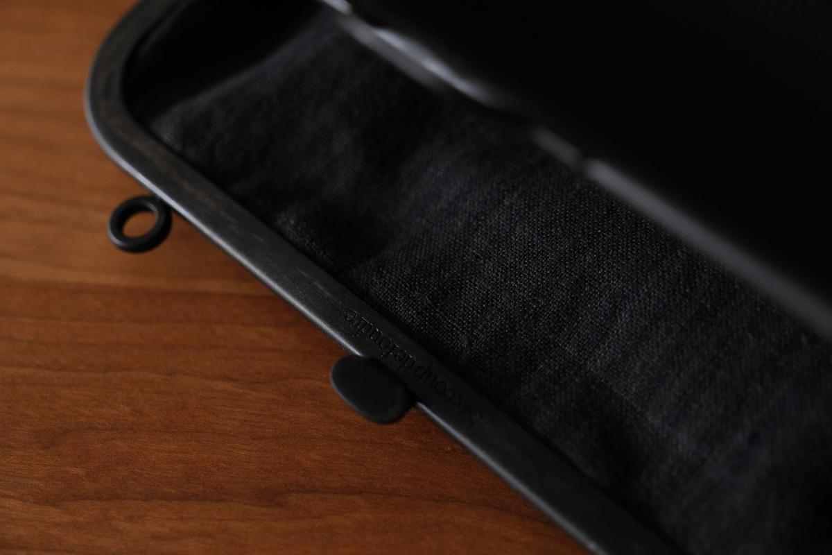 frame porch SHO-61 ＜鹿革 黒 / 滋賀-10＞ ブラックストライプ裏地