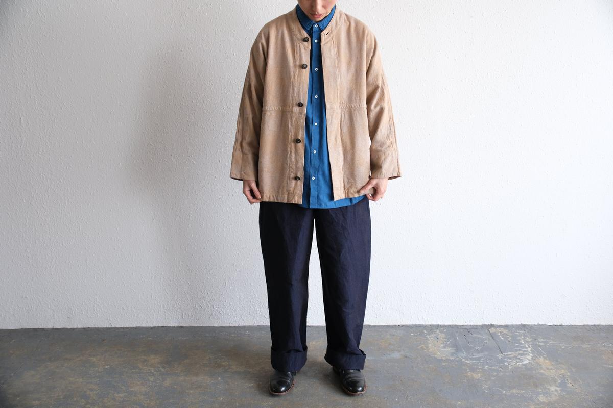 MITTAN / 綿絹麻ジャカードジャケット 薄茶 JK-58 / unisex