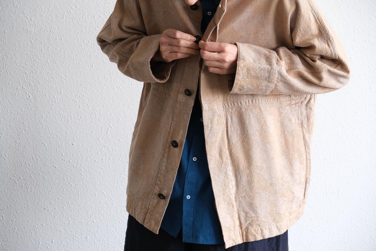 MITTAN / 綿絹麻ジャカードジャケット 薄茶 JK-58 / unisex