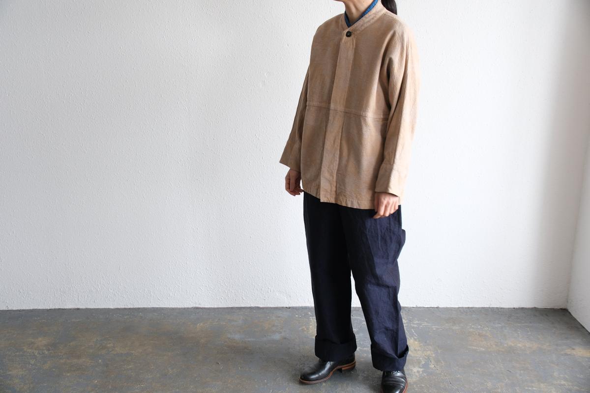 MITTAN / 綿絹麻ジャカードジャケット 薄茶 JK-58 / unisex